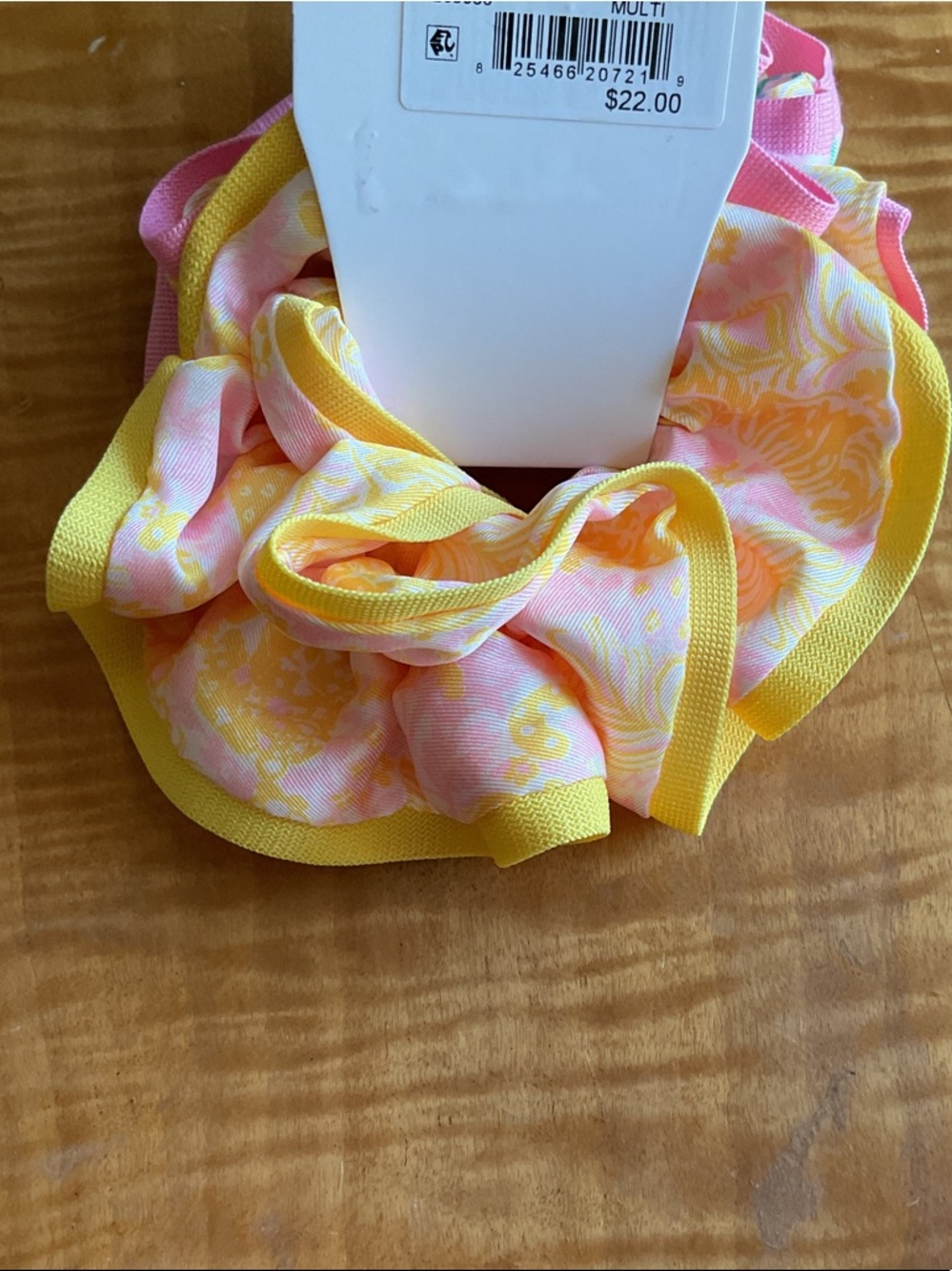 Lilly Pulitzer “Garden Home” Pink Yellow Floral Layered Ruffle Scrunchie Set - Picture 4 of 7